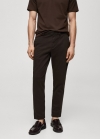 Mango Pantalón algodón tapered crop - Marrón medio