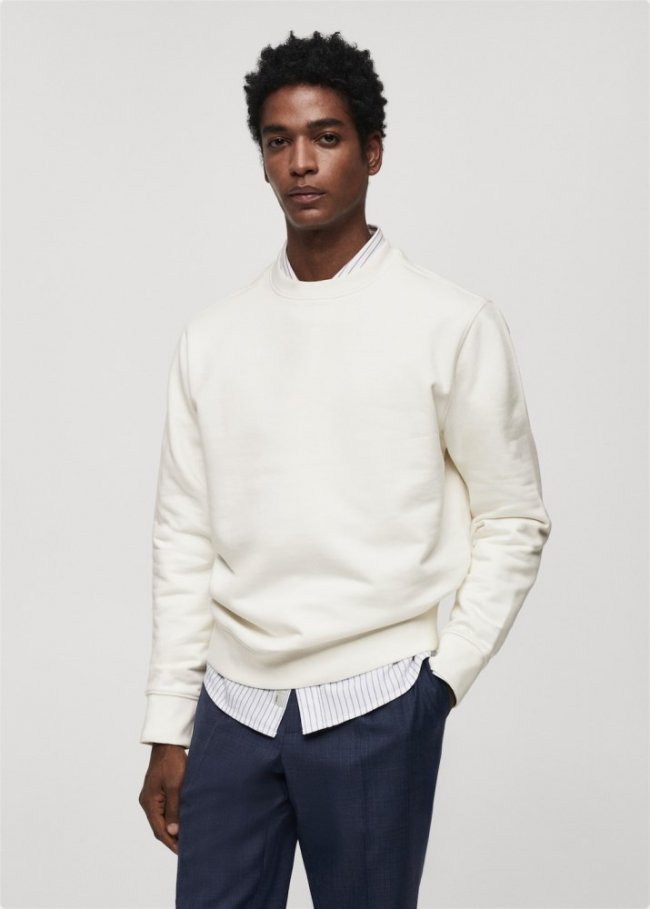 Mango Sudadera básica 100% algodón - Crudo