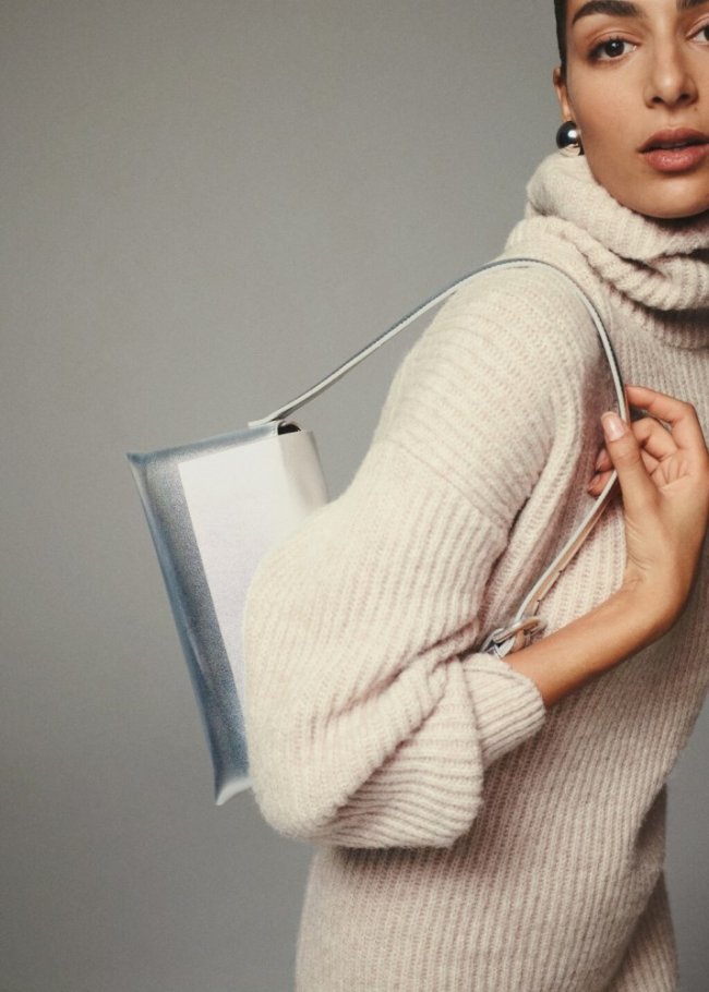 Mango Bolso hombro solapa - Plata