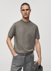 Mango Camiseta punto fino - Gris medio