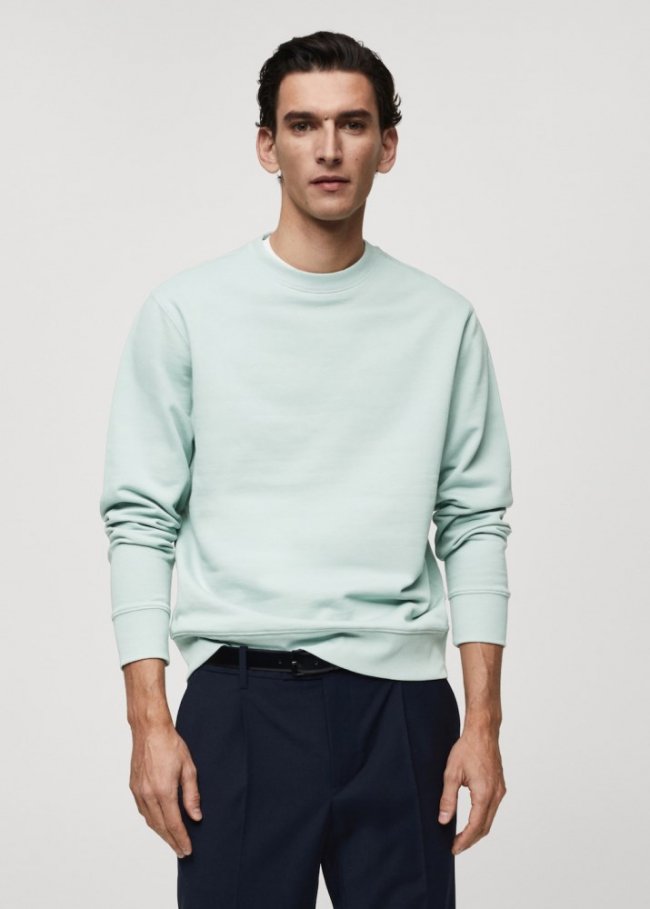 Mango Sudadera básica 100% algodón - Verde agua