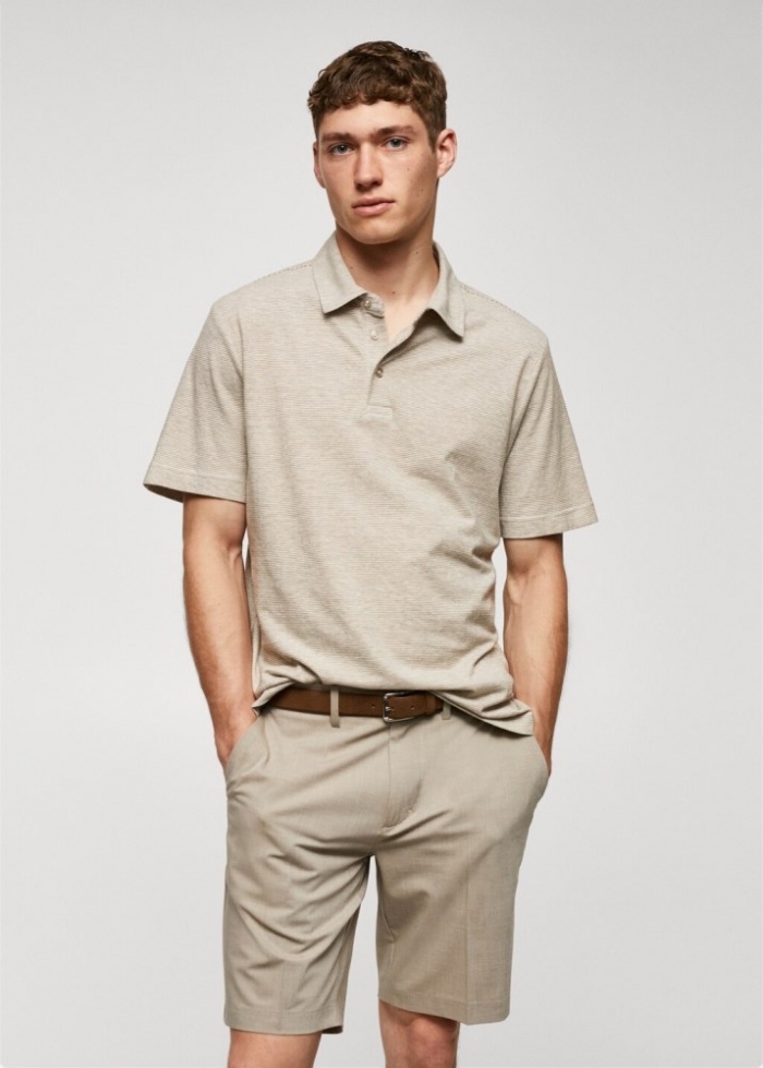 Mango Polo 100% algodón estructura rayas - Arena