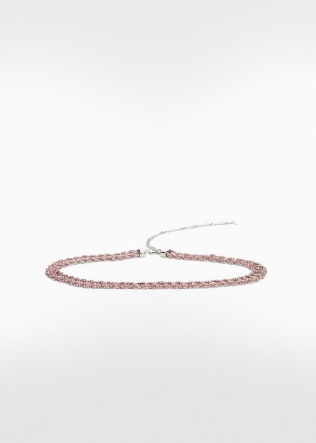Mango Cinturón trenzado strass - Rosa