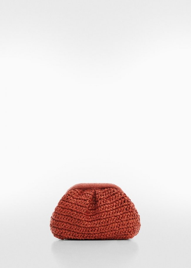Mango Bolso mano fibra natural - Naranja tostado