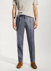 Mango Pantalón 100% lino regular fit - Gris medio