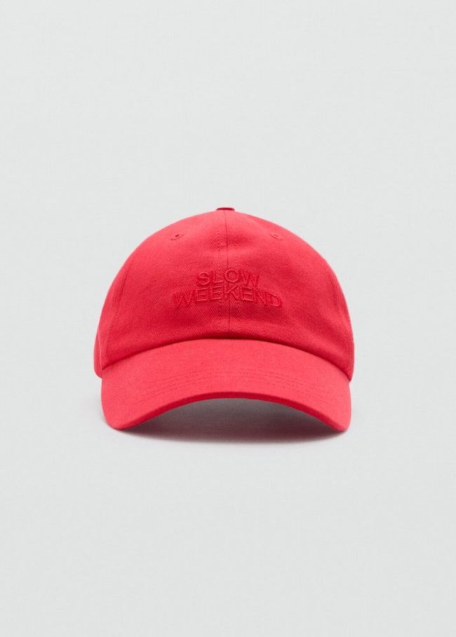 Mango Gorra mensaje bordado - Rojo