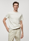 Mango Camiseta punto canalé - Crudo