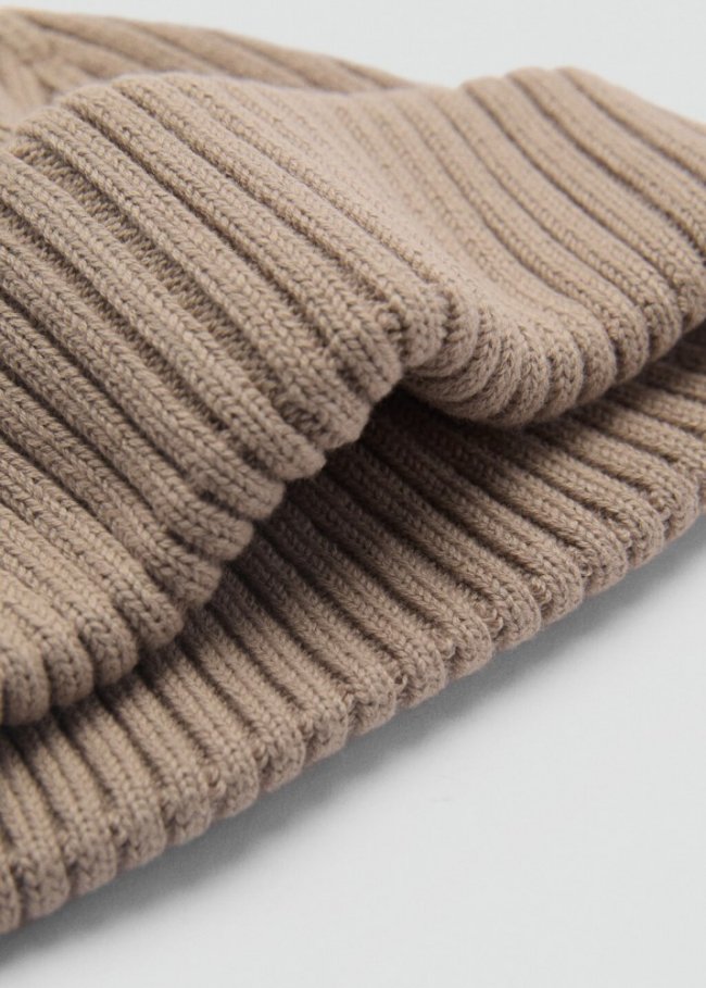 Mango Gorro algodón punto canalé - Beige