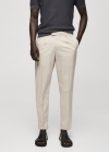 Mango Pantalón algodón slim fit pinzas - Beige