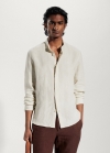 Mango Camisa 100% lino cuello mao - Arena