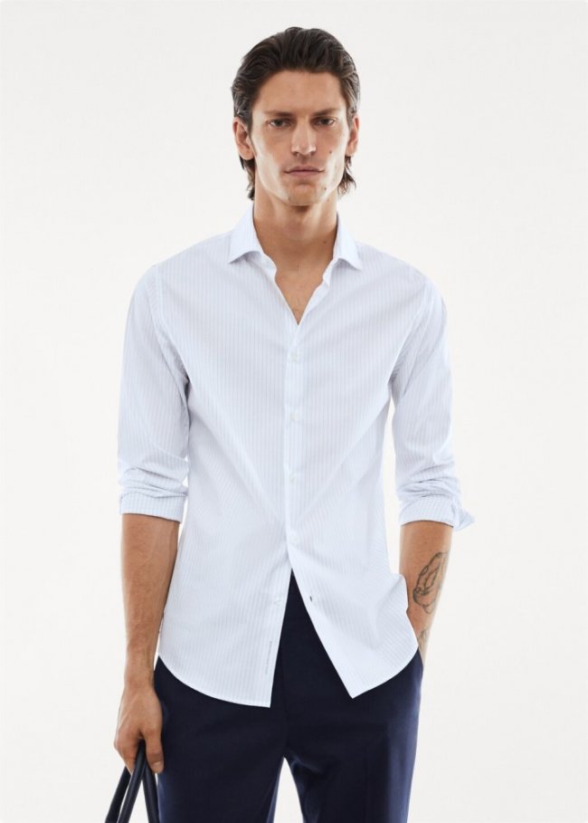 Mango Camisa traje microestructura stretch - Azul