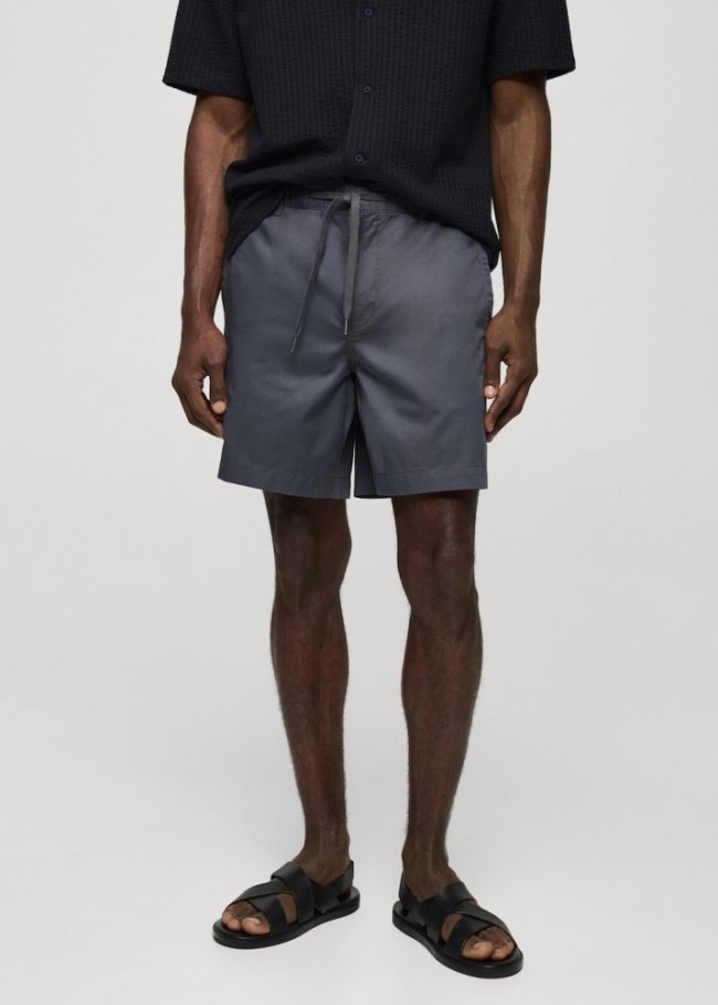 Mango Bermudas 100% algodón cordón - Azul indigo