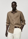 Mango Camisa classic fit 100% lino - Beige