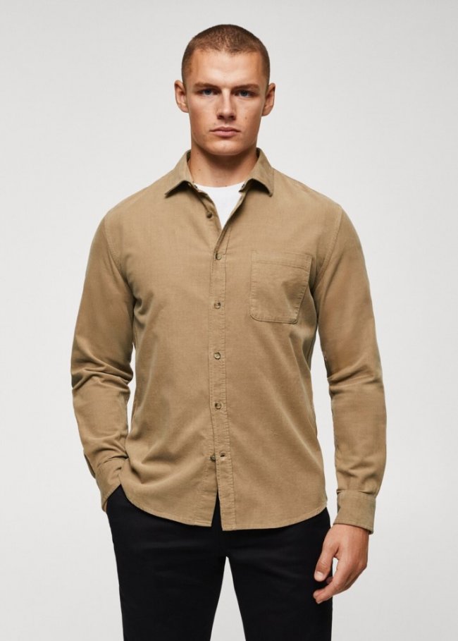 Mango Camisa regular fit micropana - Marrón medio