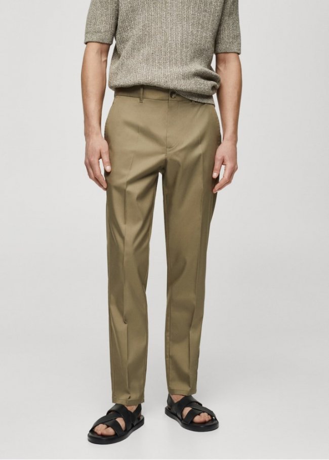Mango Pantalon slim fit lyocell - Khaki