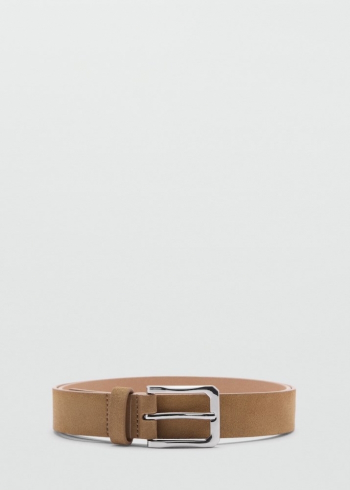 Mango Cinturón piel serraje - Beige