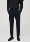 Mango Pantalón algodón tapered crop - Azul marino oscuro