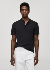 Mango Polo algodón piqué cuello mao - Azul marino oscuro