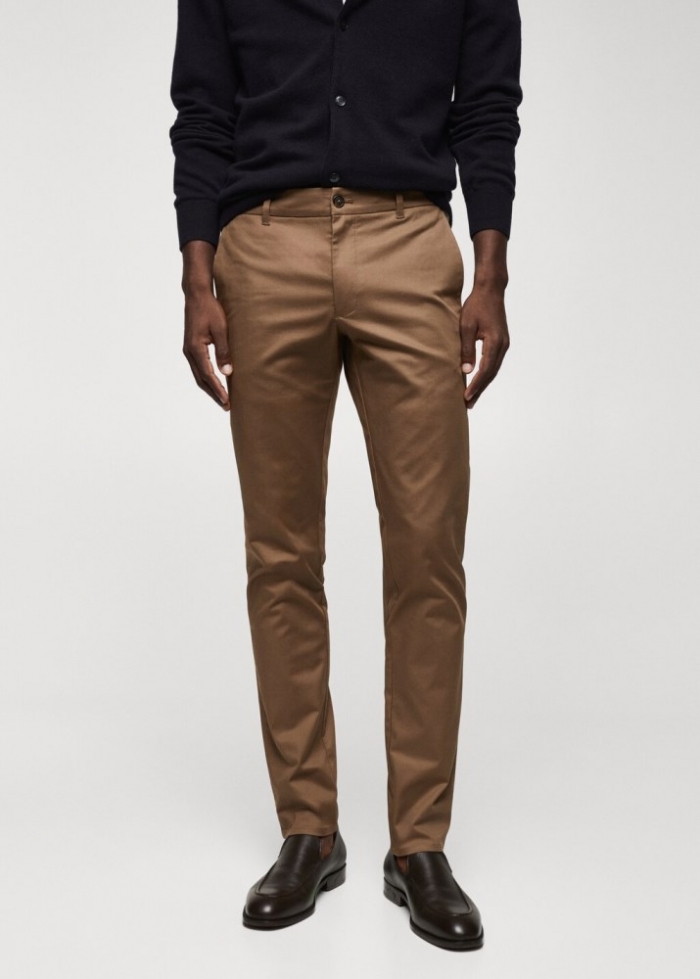 Mango Pantalón skinny chino algodón - Marrón tabaco