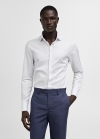 Mango Camisa gemelos traje slim fit tejido twill - Blanco