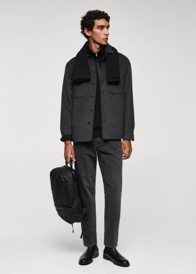 Mango Mochila detalles efecto piel - Negro