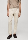 Mango Pantalón algodón tapered crop - Gris claro/pastel