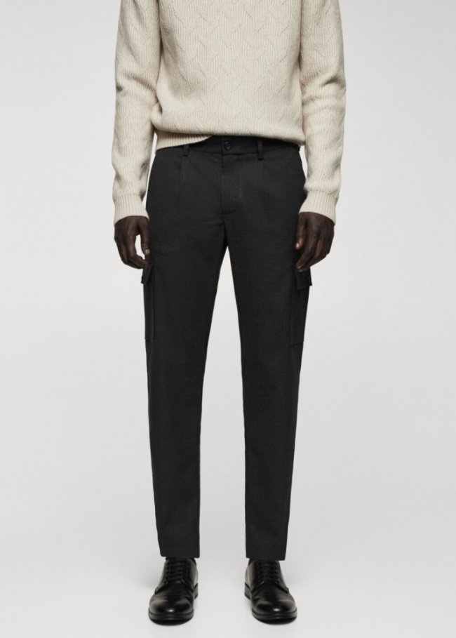 Mango Pantalón cargo pinzas - Gris oscuro vigoré