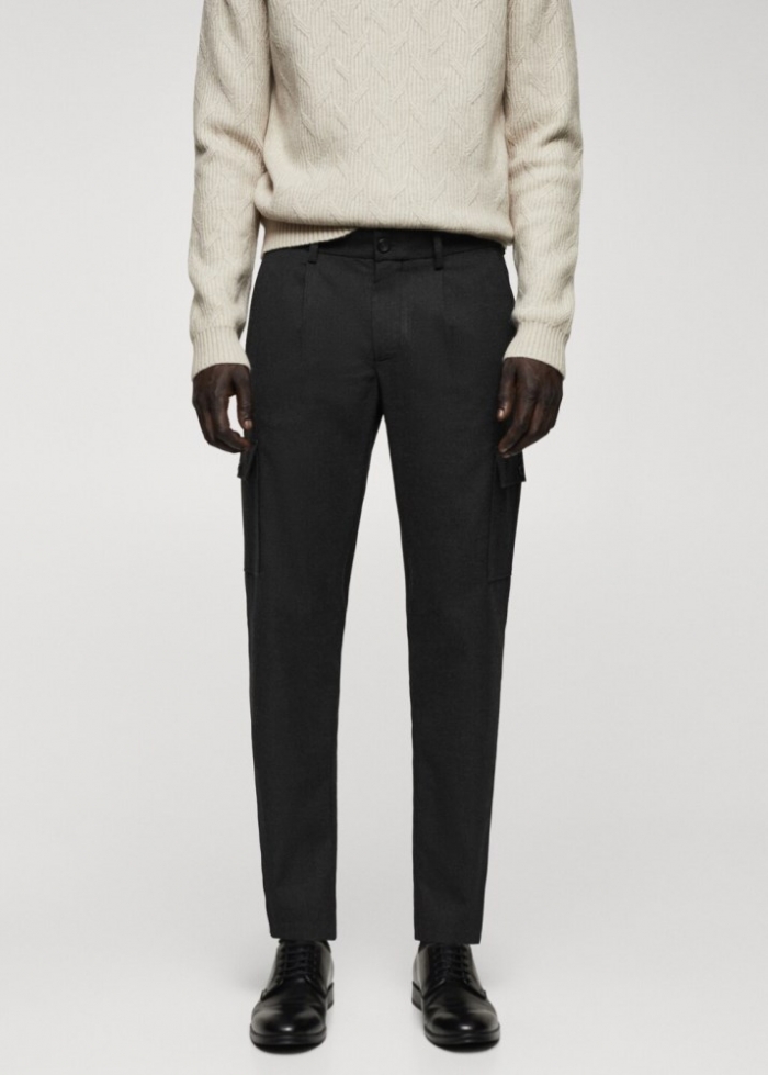 Mango Pantalón cargo pinzas - Gris oscuro vigoré
