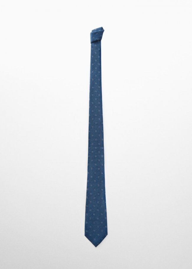 Mango Corbata 100% seda de mora estructura - Azul marino oscuro