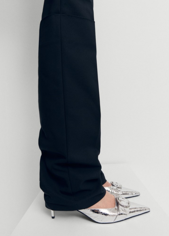 Mango Zapato metalizado tacón hebilla - Plata
