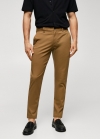 Mango Pantalón algodón tapered crop - Café