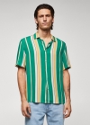 Mango Camisa rayas manga corta - Verde
