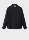 Mango Camisa 100% lino cuello mao - Negro