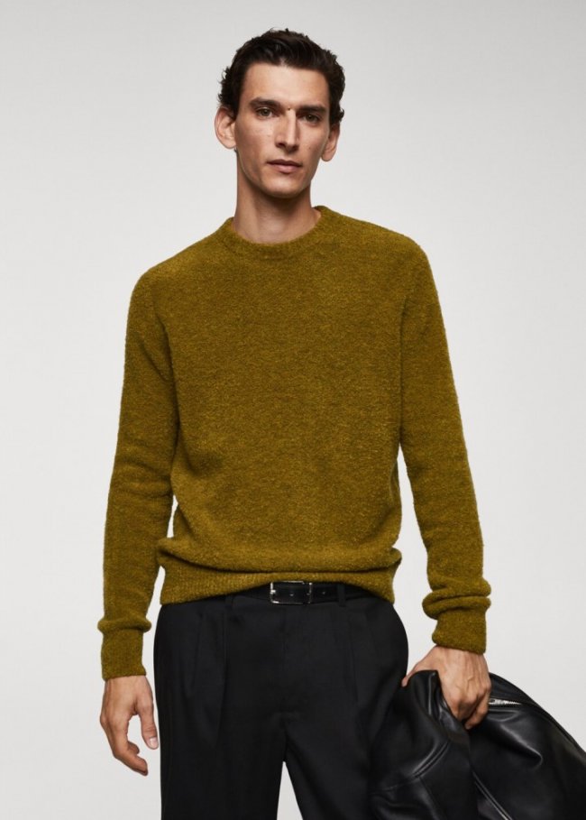 Mango Jersey punto bouclé - Oliva