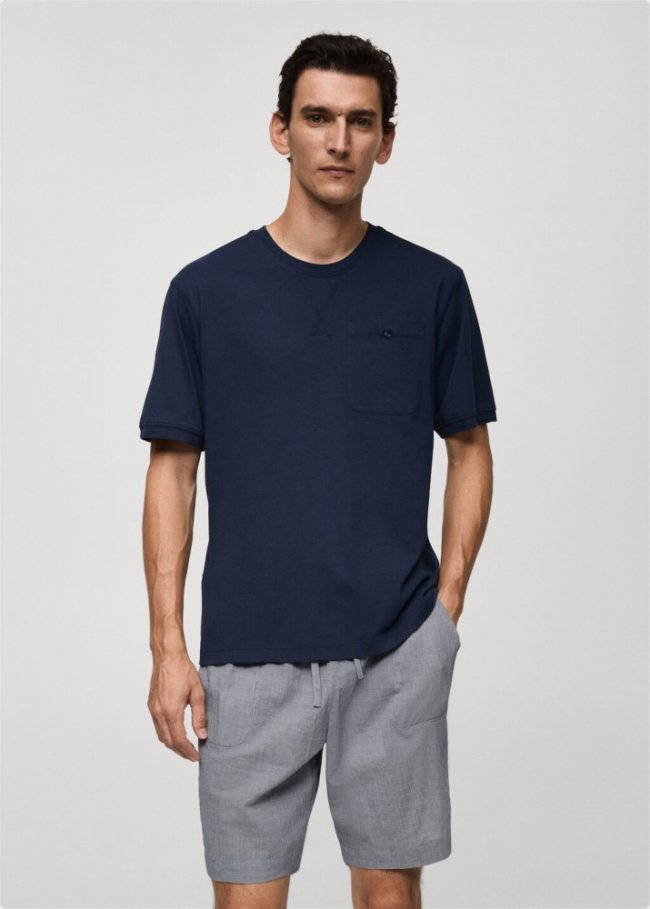 Mango Pack pijama algodón cuadros - Azul marino oscuro