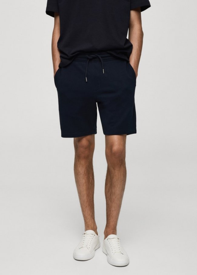 Mango Bermudas jogger algodón - Azul marino oscuro