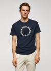 Mango Camiseta logo 100% algodón - Azul marino