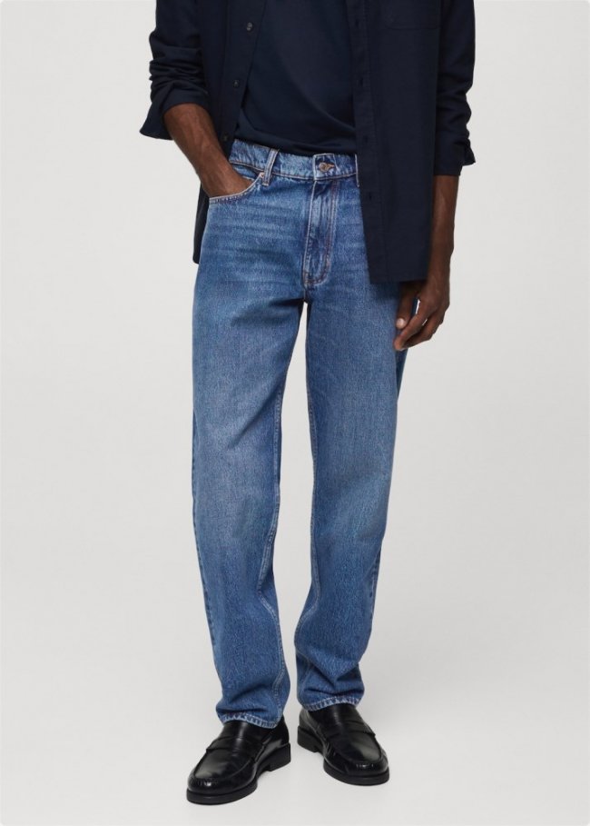 Mango Jeans Bob straight fit - Azul oscuro
