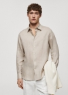 Mango Camisa regular fit 100% lino - Marrón medio