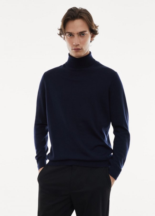 Mango Jersey 100% lana merino cuello alto - Azul marino