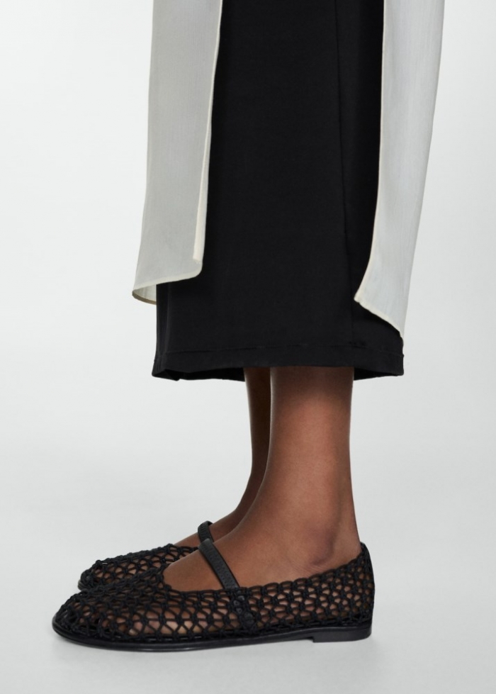 Mango Bailarina mesh tira - Negro