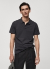 Mango Polo slim fit algodón piqué textura - Azul marino oscuro