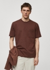 Mango Camiseta bolsillo 100% algodón - Marrón tabaco