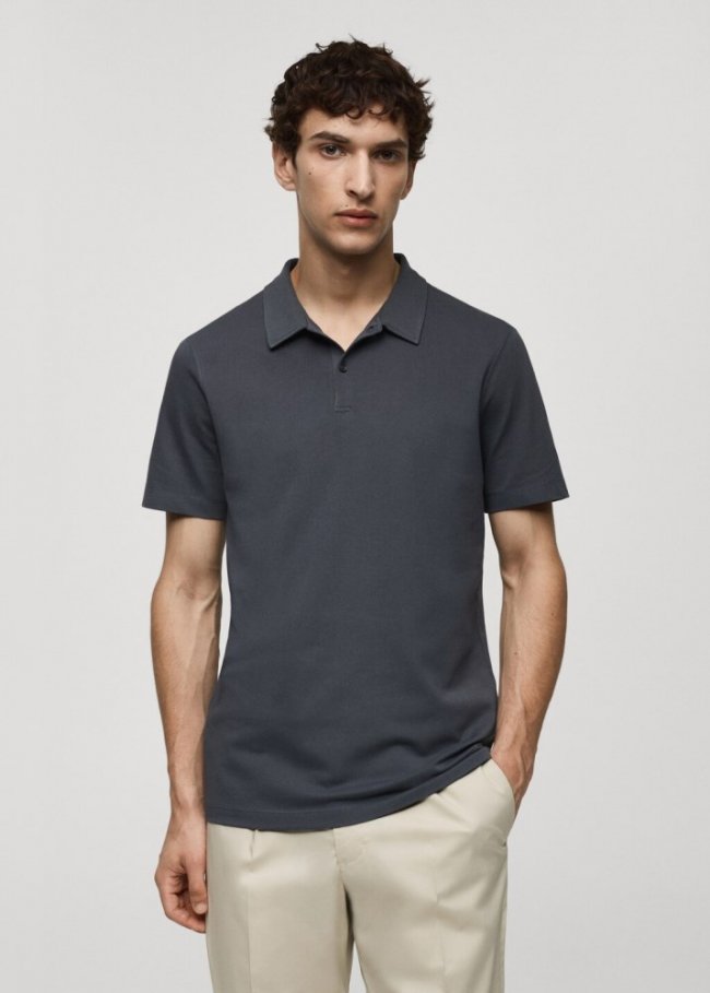 Mango Polo slim fit algodón piqué textura - Gris medio