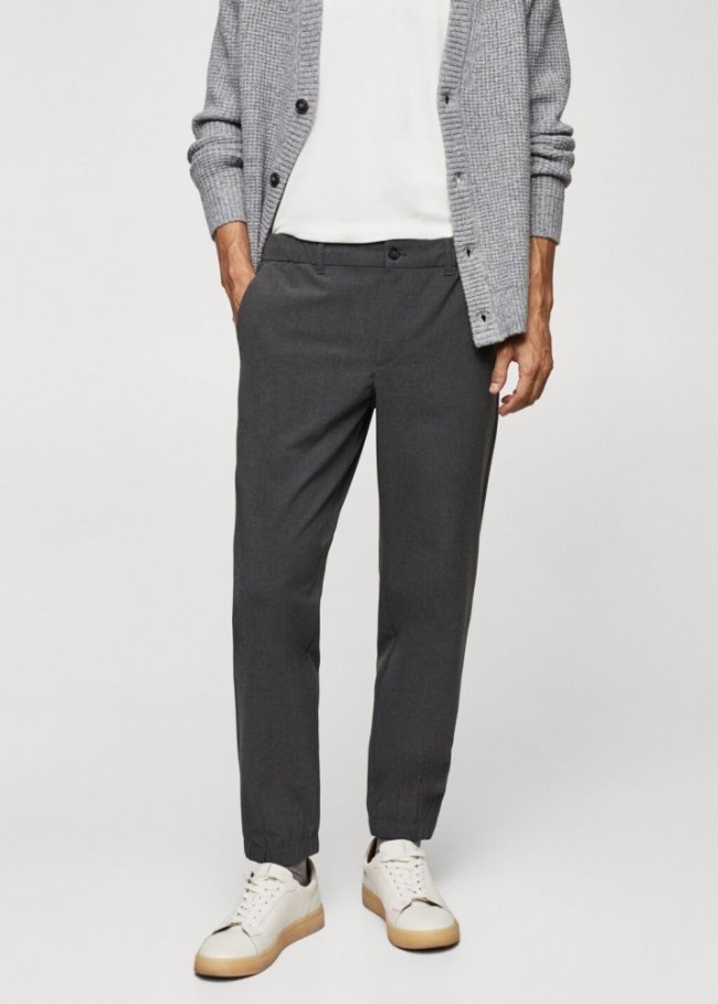 Mango Pantalón jogger slim fit cordón - Gris