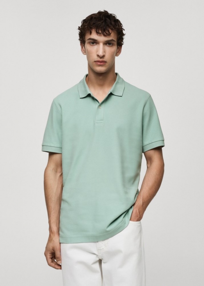 Mango Polo 100% algodón pique - Verde agua
