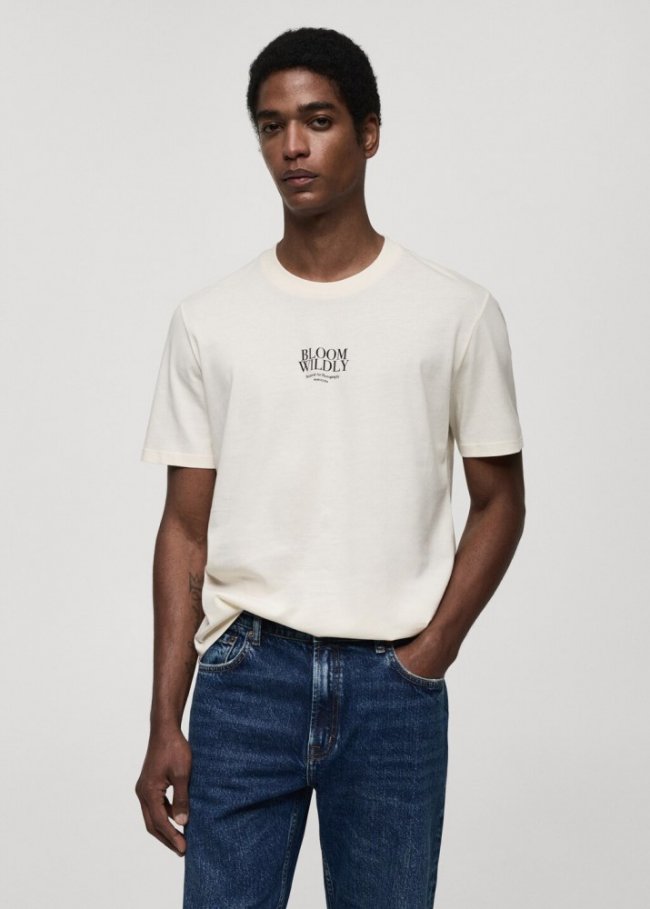 Mango Camiseta slim fit estampado - Crudo