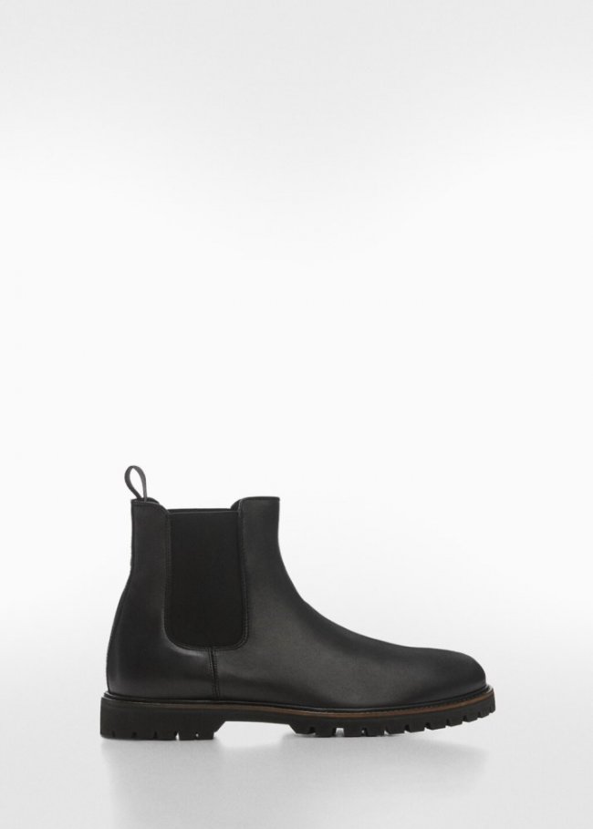 Mango Botín chelsea piel suela track - Negro