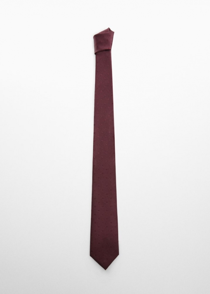 Mango Corbata micro estampado - Burdeos