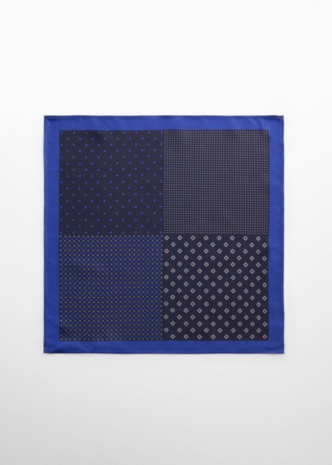 Mango Pañuelo de bolsillo estampado - Azul marino